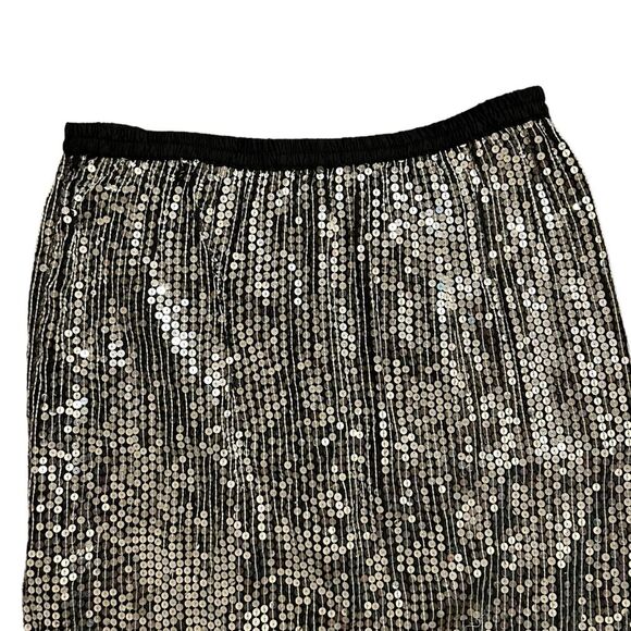 GUNIT Vintage Black/Silver Sequin Pearl Silk Skirt S - Picture 2 of 12